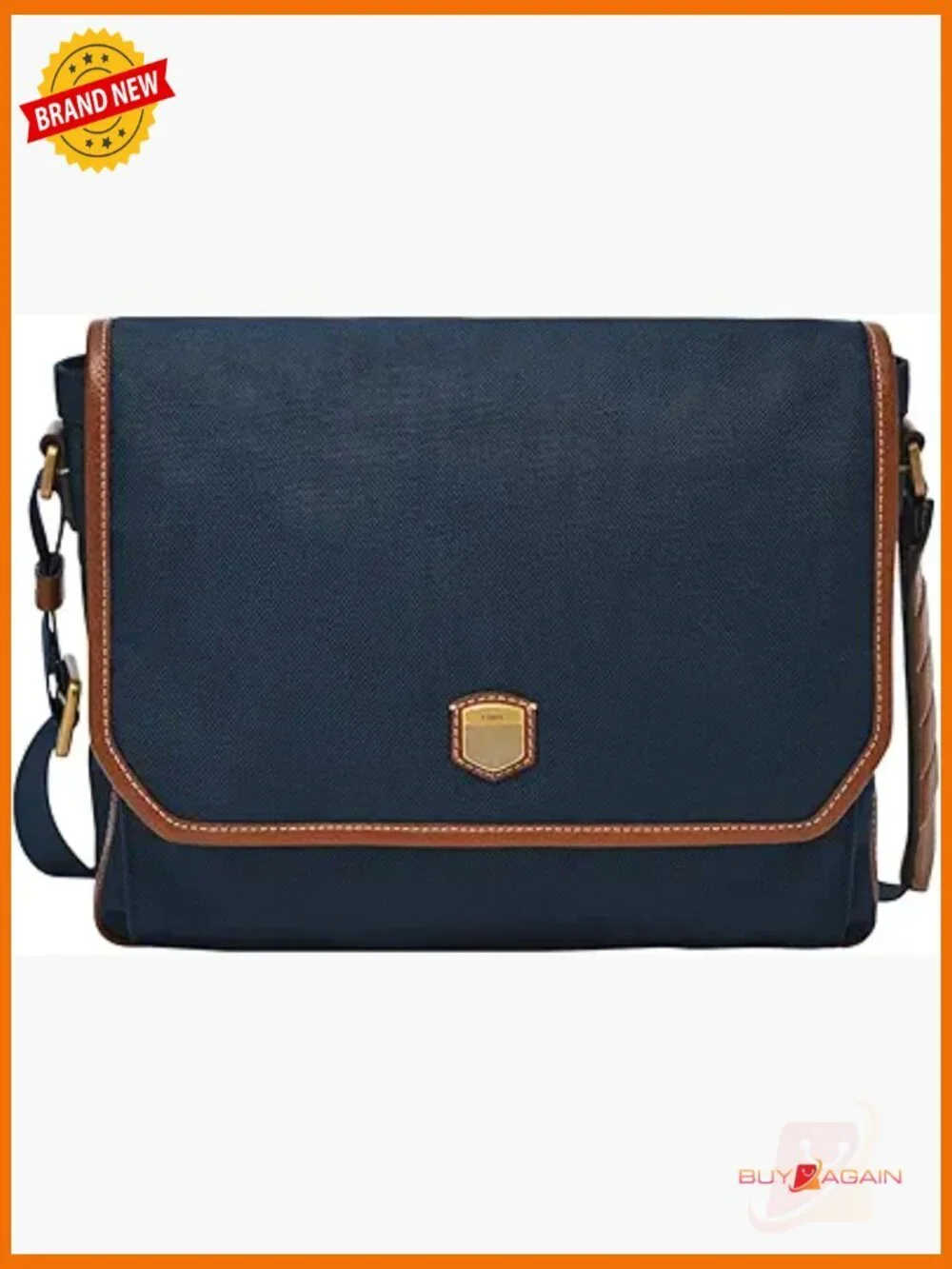 Nylon Messenger Bag with Leather Accents, Crossbody Shoulder Strap, Lightweight